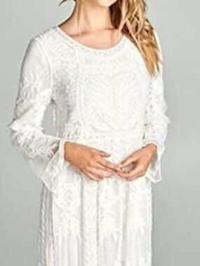NWOT: LDS Temple Dress in White Lace, w/Pockets XXL